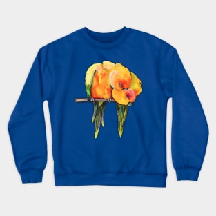 Two cuddling sun conures Crewneck Sweatshirt